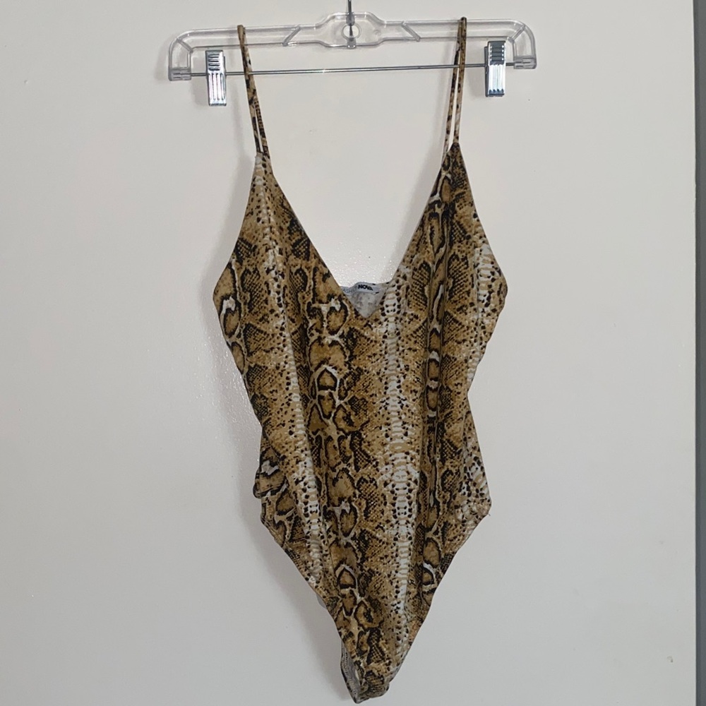 Fashion Nova Tan Snakeskin Bodysuit